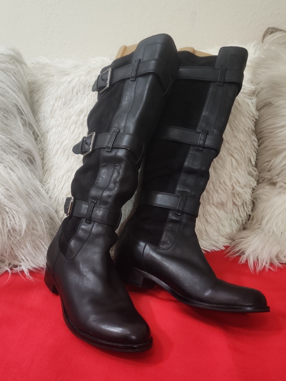 Cole Haan Nike Air Black Over-the-Knee Buckle Riding Boots